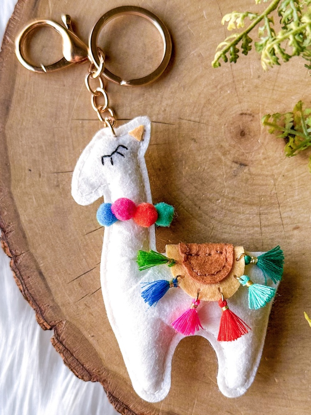 Llama Felt Keyring - Alpaca Keychain Bag Charm - Cute Colorful Handmade Gift